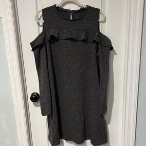 LOFT Charcoal Cold Shoulder Dress